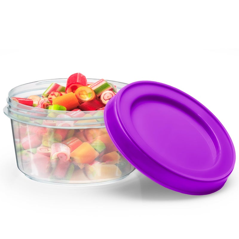 DecorRack 12 Pack - 7 oz Plastic Food Storage Containers with Screw Lids, BPA-Free, Reusable Stackable Jars for Portion Control, Snacks, Travel, Kitchen, Freezer, Art and Craft (Assorted Color) - Image 2